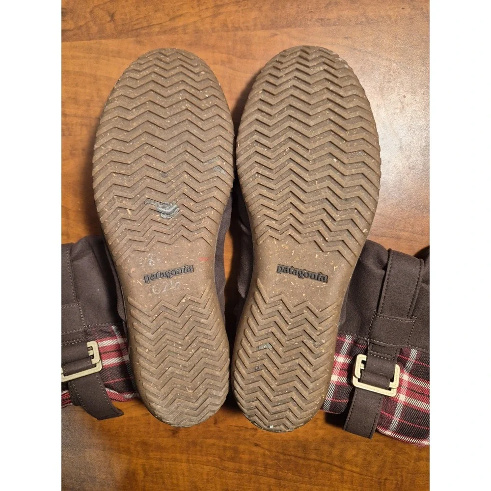 Patagonia Kula Plaid‎ Women's 10.5 Ankle Boots Suede Espresso Buckle Zip Rare